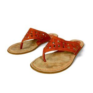 BOC Born Concept Orange Leather Thong Sandals Size 9 Comfort